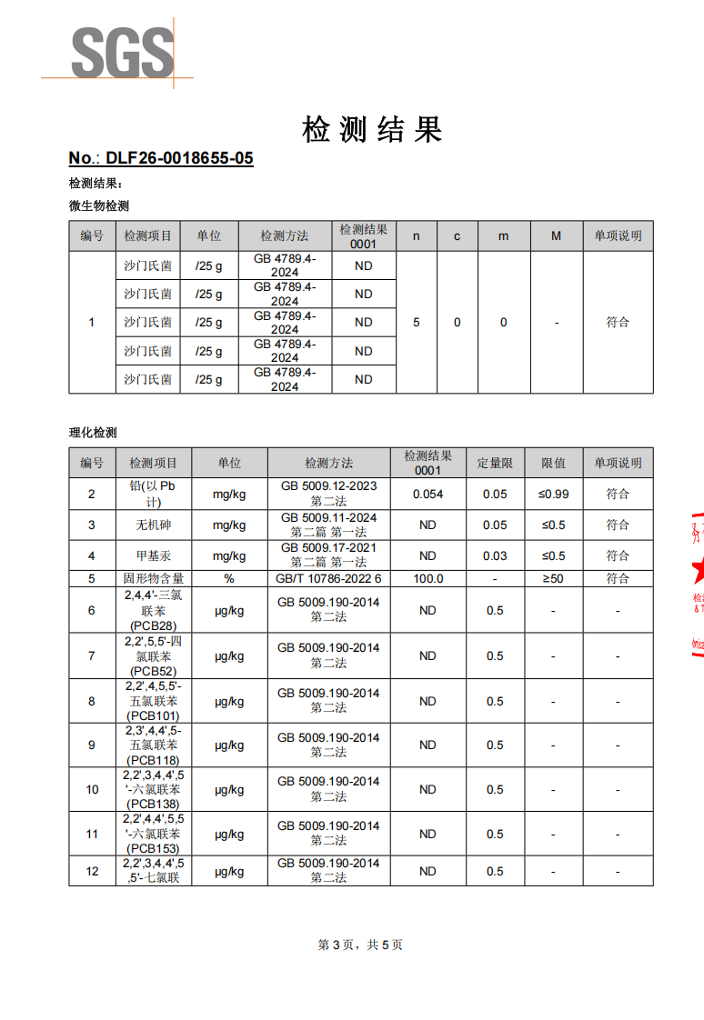 海洋之约海参检测报告